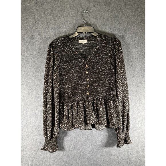 bohme Tops - Bohme Blouse Women‎ Small Black Smocked Long Sleeve Feminine dainty Boho Cottage